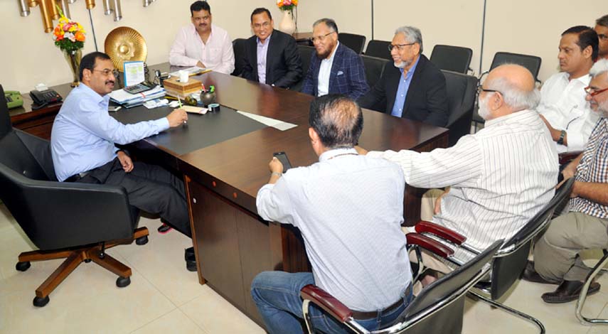 CCC Mayor Alhaj AJM Nasir Uddin exchanging views with the team leaders of Bangladesh Premier League at his office yesterday.