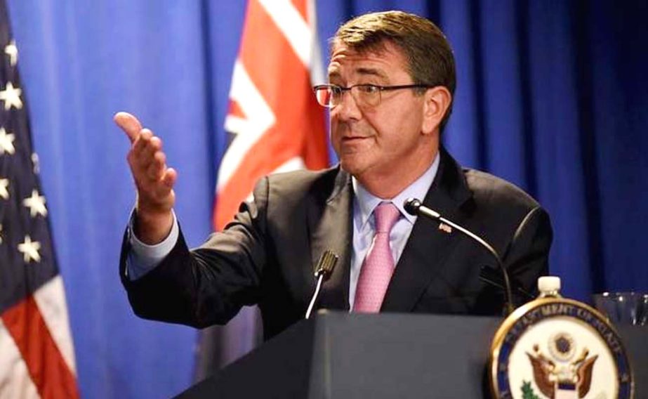 US Secretary of Defence Ash Carter answers questions at the 2015 Australia-US Ministerial consultations in Boston, Massachusetts on Tuesday.