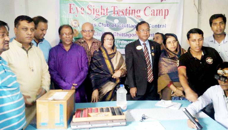 Central Lions Club organised an eye sight testing camp at Jahutala Slum in the city yesterday.