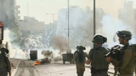 Israeli security forces fired tear gas canisters at Palestinian protesters in Bethlehem.