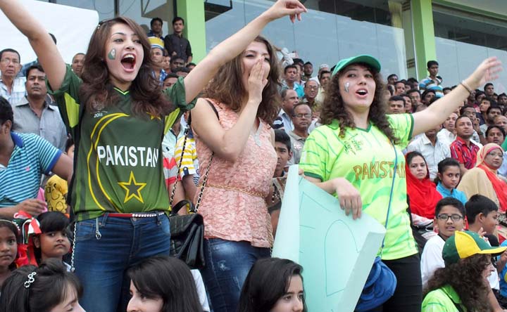 A good number of Pakistani female football fans arrive at the MA Aziz Stadium in Chittagong to watch the match of the Sheikh Kamal International Club Cup Football Tournament between Dhaka Abahani Limited and Karachi Electric FC on Tuesday.