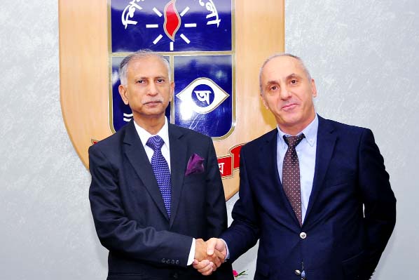 Coordinator of Turkish Cooperation and Coordination Agency Ahmet Rafik calls on Dhaka University Vice-Chancellor Prof Dr AAMS Arefin Siddique at DU VC Office on Tuesday. During the meeting they discussed matters of mutual interest, specially the possibili