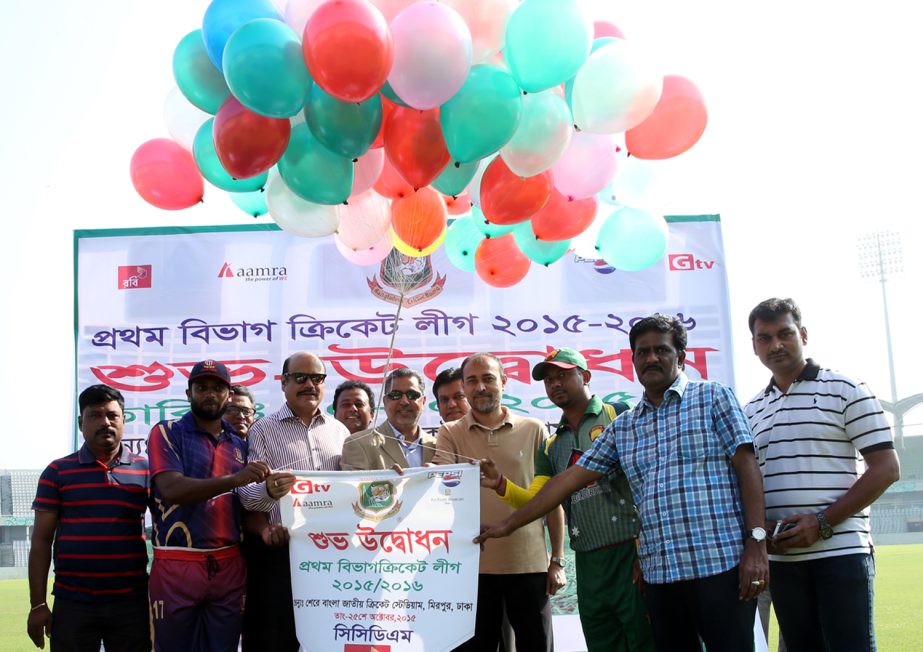 Vice-President of Bangladesh Cricket Board Mahmbub Anam inaugurating the First Division Cricket League by releasing the balloons at the Sher-e-Bangla National Cricket Stadium in Mirpur on Sunday.