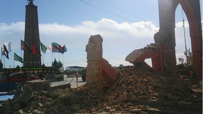 Pictures from Ghazni, south-west of Kabul, showed damage to buildings