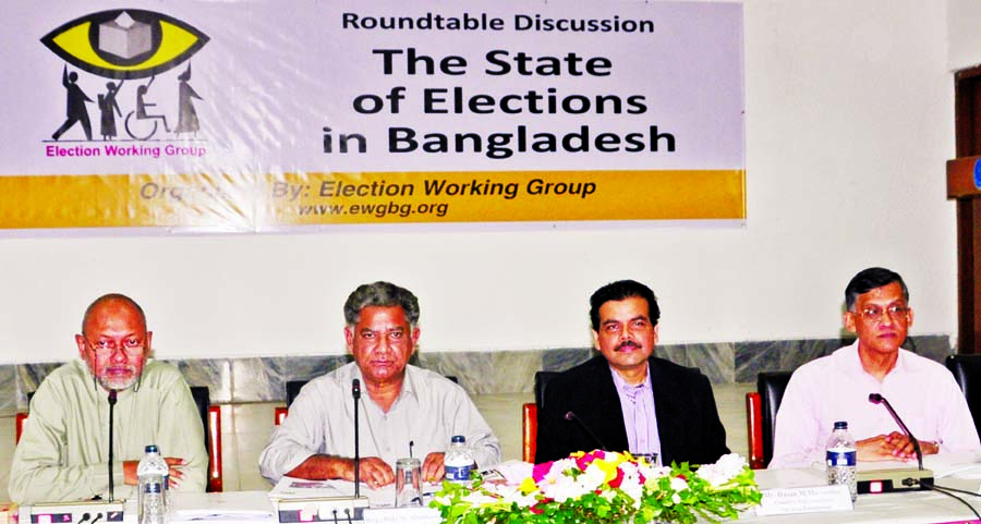 Former Election Commissioner Brig Gen (Retd) Shakhawat Hossain, among others, at a roundtable on 'The State of Elections in Bangladesh' organized by Election Working Group at CIRDAP auditorium in the city on Monday.
