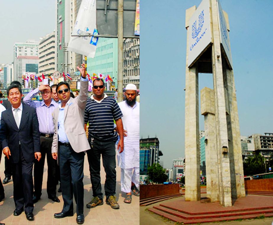 A delegation led by Chinese Envoy to Bangladesh Mr Ma Mingqiang and DSCC Mayor Mohammad Sayeed Khokon visited some areas in the city including Shahbagh and Newmarket on Tuesday as part of setting up billboards.