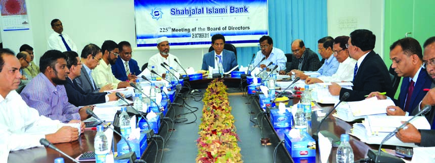 A K Azad, Chairman of the board of directors of SJIBL presiding over the 225th board meeting at its boardroom recently.