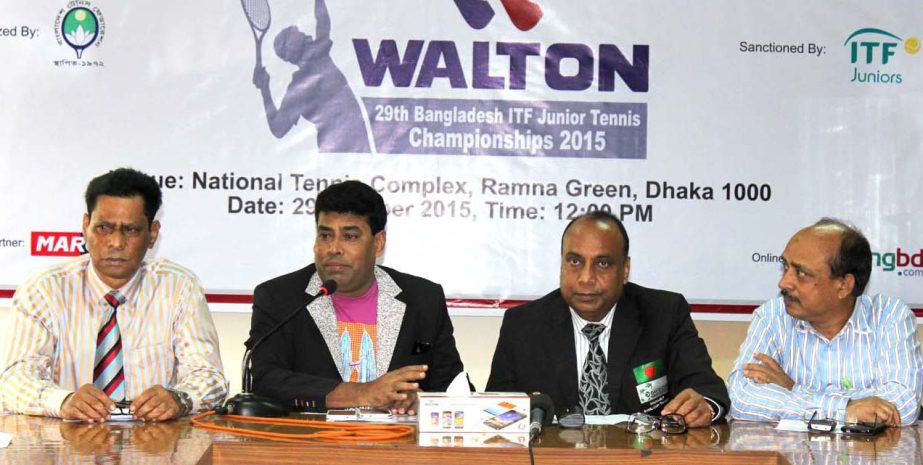 First Senior Additional Director of Walton FM Iqbal Bin Anwar Dawn addressing a press conference at the conference room of National Tennis Complex in Ramna on Thursday.