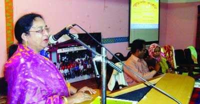 RANGPUR: Principle of Rangpur Government Teacher's Training College prof Akter Banu speaking at the concluding ceremony of a 24-day long training course on 'Continuous Professional Development' for secondary level teachers in Rangpur on Monday.