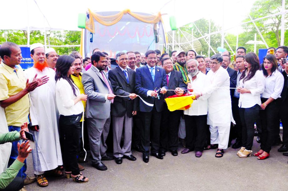 Road Transport and Bridges Minister Obaidul Quader, inaugurating IFAD AC Luxury and Corporate bus at Bangabandhu International Conference Center recently. IFAD Group Chairman Iftekhar Ahmed Tipu was present.