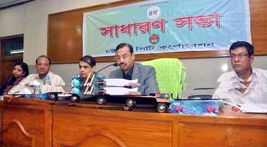 CCC Mayor AJM Nasir Uddin addressing the fourth general meeting of the newly- elected Councillors of Chittagong City Corporation at its auditorium on Monday.