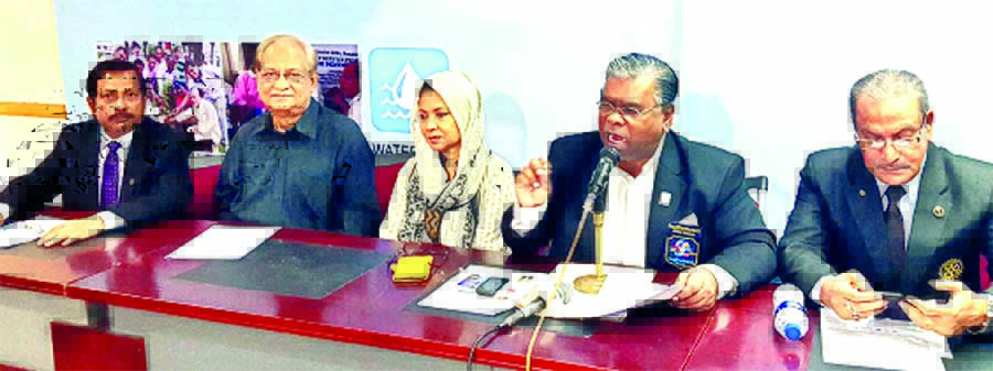 Rotary Governor SAM Sawket Hossain speaking at a press conference on receiving UN honour at the Jatiya Press Club on Tuesday.