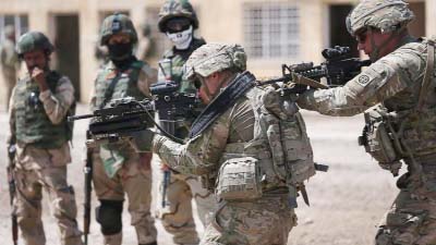 Photo shows US troops at an combat mission at an undisclosed location.