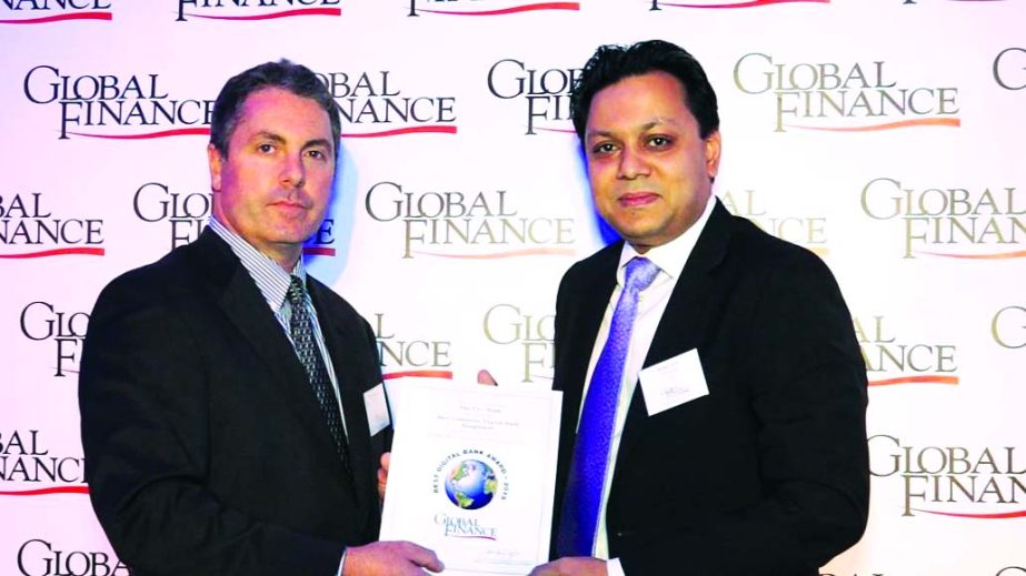 The City Bank Chairman Rubel Aziz receiving 'Best Consumer Digital Bank in Bangladesh' at a ceremony held recently in London.