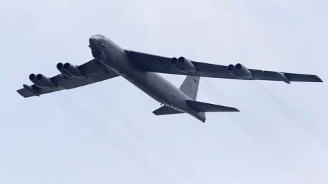 The B-52 bomber planes, seen here in a file picture, continued the mission despite warnings from the Chinese.