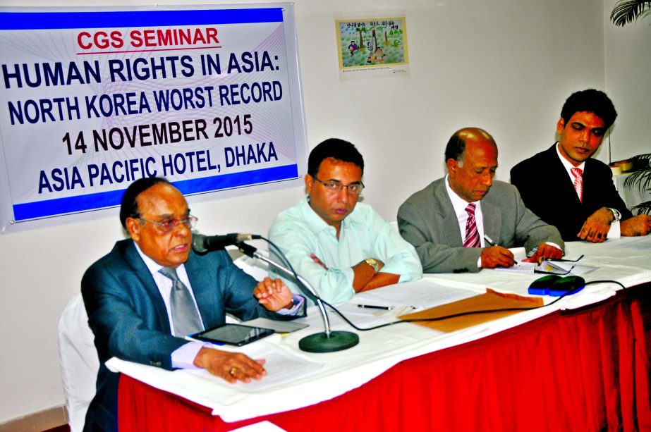 Barrister Mainul Hosein, former adviser to the Caretaker Govt speaking at a discussion programme organised by CGS and BPSA held at a city hotel on Saturday. Among others, TV personality Zillur Rahman, former Prof of Dhaka University Dr Ataur Rahman and As