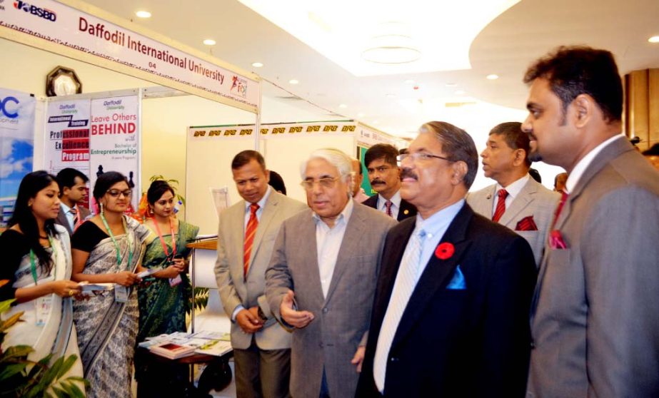 Mr. Anisur Rahman Sinha, Chairman, Opex Group and Sinha Textile along with RAOWA Chairman Major M Taneem Hasan and other distinguished visiting the pavilions after inauguration of Career Fest 2015 that began at RAOWA Convention center on November 14 orga