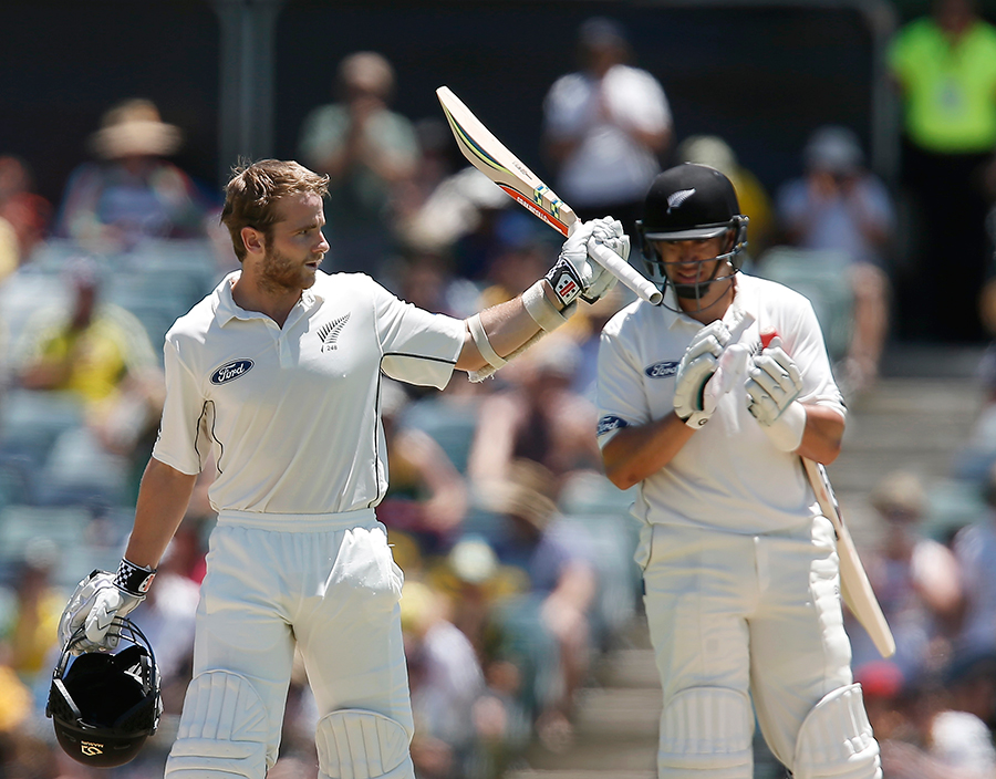 Ross Taylor applauds Kane Williamson's century on the 3rd day of 2nd Test between Australia and New Zealand at Perth on Sunday.