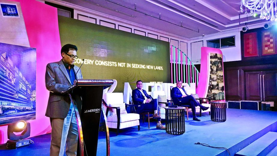 Amin Ahmad, local stakeholder of Le MÃ©ridien speaking the official launching ceremony of the hotel at its ballroom in the city on Sunday.