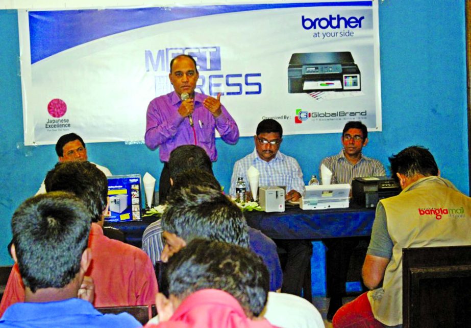 Golam Sarwar, Deputy General Manager, Global Brand (Pvt) Ltd briefing the reporters on new printers of Brother at a local hotel in the city recently.