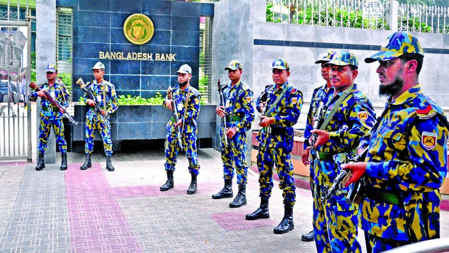 Additional security measures taken in the city ahead of qualifying FIFA World Cup between Bangladesh and Australian team held at the Bangabandhu National Stadium on Tuesday. This photo was taken from in front of the Bangladesh Bank.