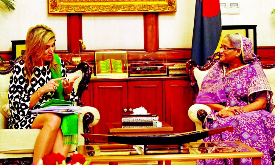 Visiting Queen of the Netherlands Maxima Zorreguieta Carruti called on Prime Minister Sheikh Hasina at her Ganabhaban office on Wednesday.