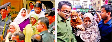 Family members of Salauddin Quader Chowdhury (left) and Ali Ahsan Mohammad Mojaheed (right) went to Dhaka Central Jail on Thursday to meet them.