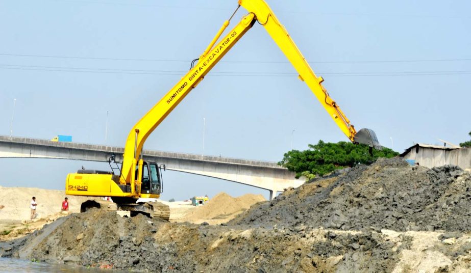 BIWTA on Friday evicted illegal structures and stalk of sands lifted from under Sultana Kamal Bridge at Sitalakkhya River on Friday.