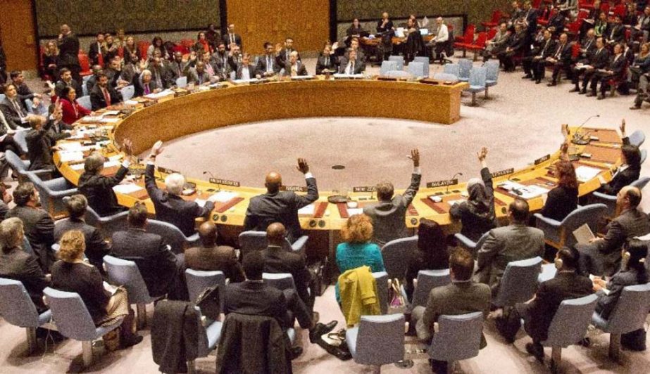 UN Security Council members vote on a French-sponsored counter terrorism resolution aimed at Islamic extremist on Fridayat United Nations headquarters.