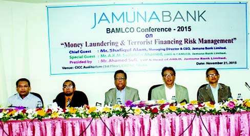 Shafiqul Alam, Managing Director of Jamuna Bank Limited inaugurating a day-long BAMLCO conference-2015 on "Money Laundering & Terrorist Financing Risk Management" at CIRDAP Auditorium, Dhaka. AKM Saifuddin Ahamed, Deputy Managing Director was present as