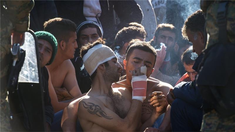 A group of refugees stranded at the Greece-Macedonia border continuing hunger strike.