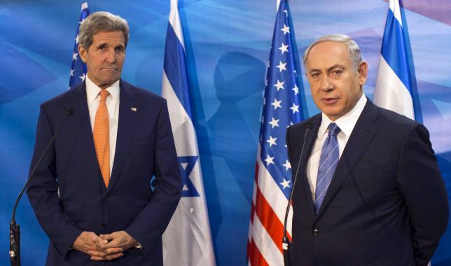 Israeli Prime Minister Benjamin Netanyahu Â® and U.S. Secretary of State John Kerry brief the media before their meeting at Prime Minister's Office in Jerusalem on Tuesday.