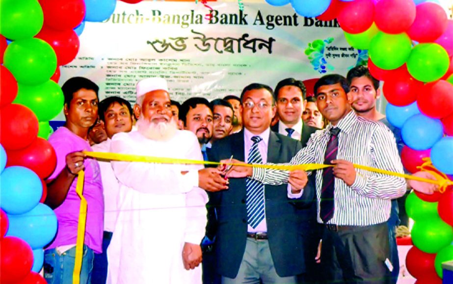 Abul Kashem Mohammad Shirin, DMD of Dutch-Bangla Bank Ltd, inaugurating its agent-banking branch at Dr Kudrot-E-Khuda road, Hatir pool, Taher Plaza on Tuesday.