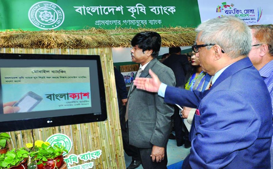 M A Yousoof, Managing Director of Bangladesh Kirishi Bank, giving directives after inaugurating BKB's stall No 42 at Banking Fair Bangladesh -2015 at Bangla Academy premises in the city on Tuesday.