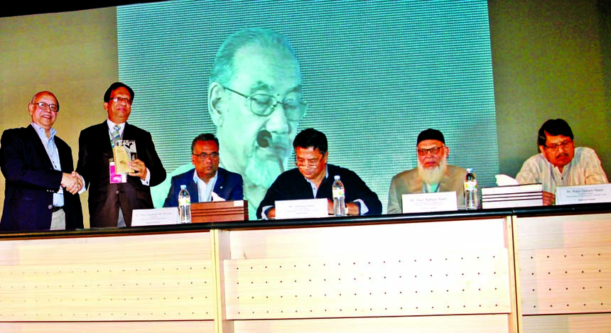 Mayor of Dhaka North City Corporation Annisul Haque, among others, at a seminar on 'Bad effects of carbon in the era of globalisation' organized by Ahsanullah University of Science and Technology at its auditorium in the city on Friday.