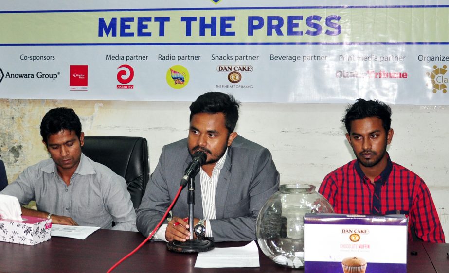 Director of Clan Management Ltd Imtiaz Hossain addressing a press conference at the VIP Lounge of Jatiya Press Club on Monday.