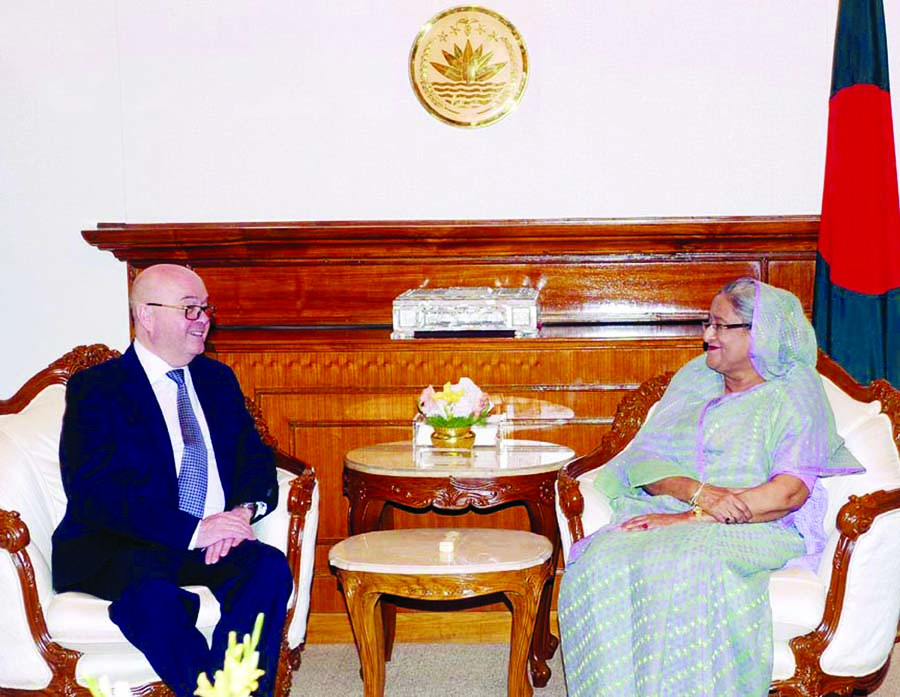 British High Commissioner in Bangladesh Robert W Gibson paid a farewell call on Prime Minister Sheikh Hasina at the latter's office on Wednesday. BSS photo