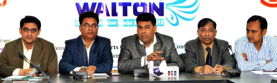 First Senior Additional Director of Walton FM Iqbal Bin Anwar Dawn addressing a press conference at the conference room of National Sports Council Tower on Thursday.