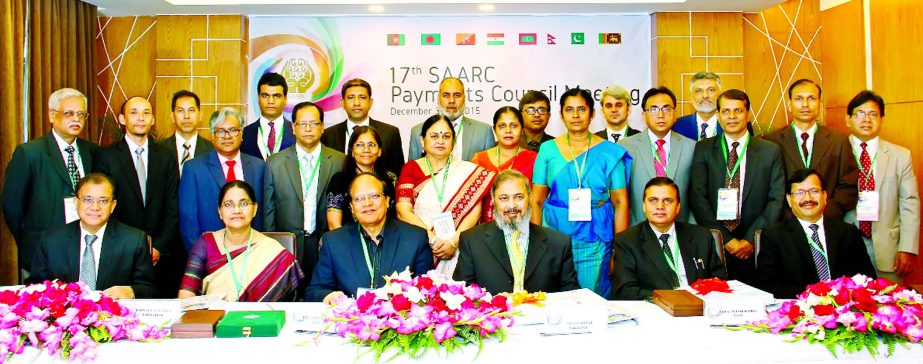 Bangladesh Bank Governor Dr Satiur Rahman, poses with the participants of 17th SAARC Payments Council (SPC) meeting at a hotel in Cox's Bazar on Thursday. Harun Rasid Khan, Deputy Governor, Reserve Bank of India, Saeed Ahmad, Deputy Governor, State Bank
