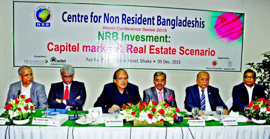BB Governor Dr Atiur Rahman, speaking at the conference of "NRB Investment: Capital Market and Real Estate Scenario" at a city hotel on Saturday.