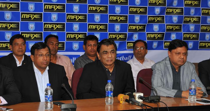 Bangladesh Football Federation President Kazi Salahuddin addressing a press conference at the conference room of BFF Bhaban in Motijheel on Saturday.