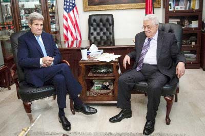 US Secretary of State John Kerry holds a meeting with Palestinian President Mahmud Abbas in Amman.