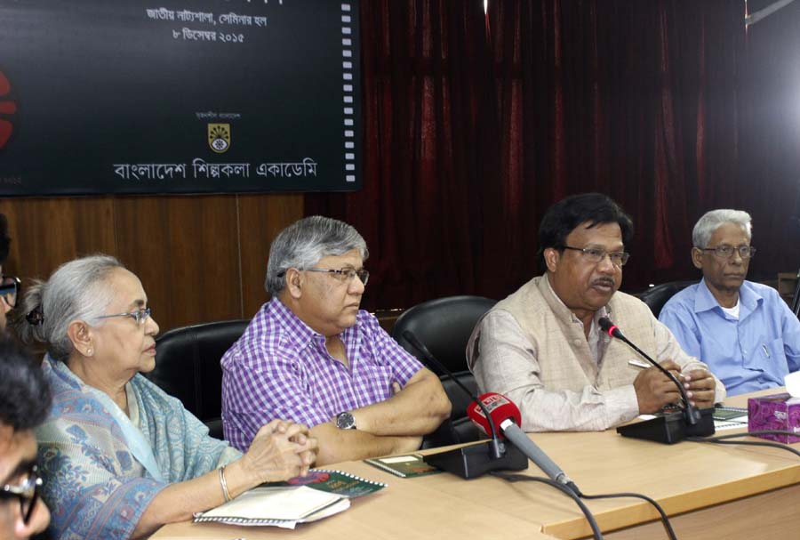Director General of Bangladesh Shilpakala Academy Liaquat Ali Lucky speaking at a press conference to announce Bangladesh Film Festival at its Conference Room on Tuesday.