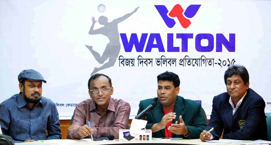 First Senior Additional Director of Walton FM Iqbal Bin Anwar Dawn speaking at a press conference at the conference room of the Bangabandhu National Stadium on Tuesday.