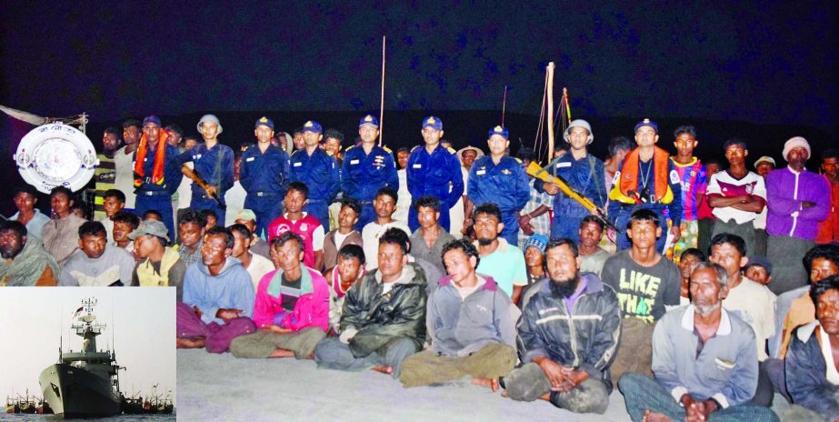 Bangladesh Navy on Wednesday handed over 92 Myanmar fishermen to Teknaf Police Station on charge of catching fish from Bay of Bengal by illegally crossing Bangladesh maritime boundary. The 'BNS Dhaleshwari' on Tuesday conducted an operation near Saint M