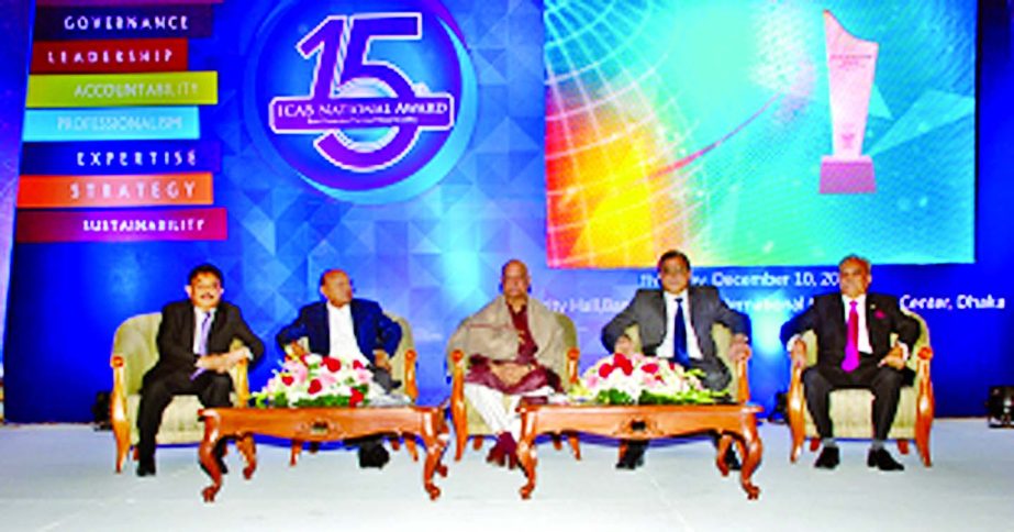 Finance Minister AMA Muhith, attending the "ICMAB National Award" programme for best-presented annual reports 2014 organized by The Institute of Chartered Accountants of Bangladesh at Bangabandhu International Convention Centre in the capital on Thursda