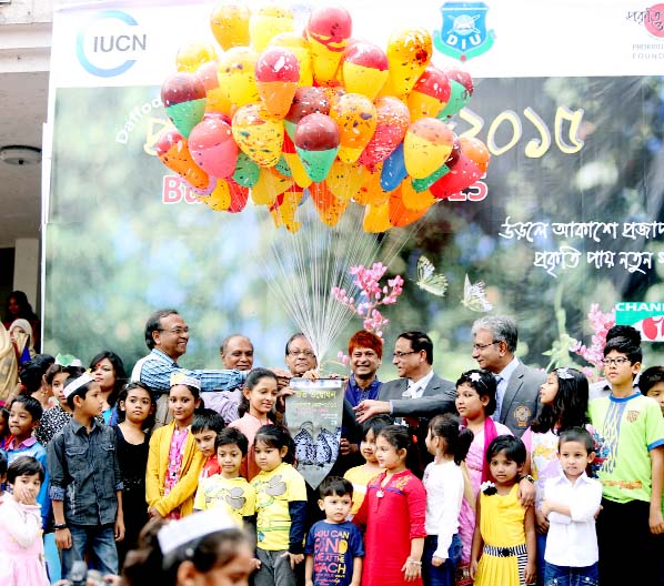 Professor Dr. Abul Hossain, Pro-Vice Chancellor (Acting Vice Chancellor of Jahangir Nagar University inaugurating the day long Butterfly Fair-2015 at Jahangirnagar University today.