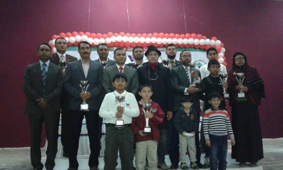 Photo shows prize winners of Victory Day Golf Tournament that concluded at the Ghatail Golf Club in Tangail on Friday.