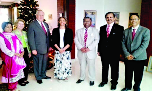 World Rotary President Elect John F Germ paid a courtesy visit with Ambassador of US in Bangladesh Marcia Stephens Bloom Bernicat at her residence on Friday last. Bangladesh Rotary Governor SAM Showket Hossain, Governor Elect Muhammad Ayub, FDFL Hamida Ay