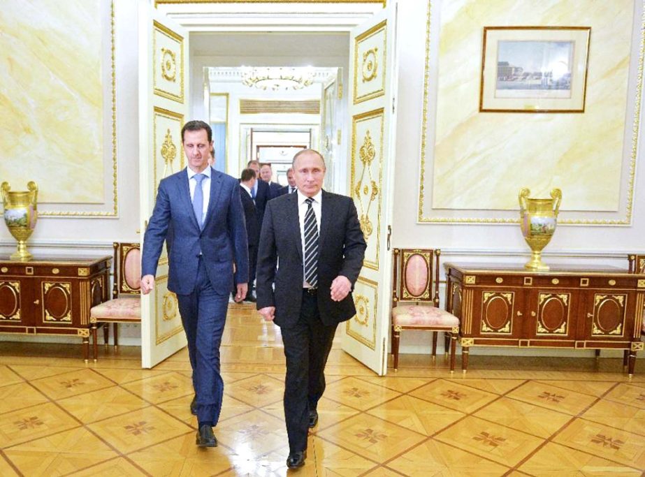 Russian President Vladimir Putin (R), seen with Syrian counterpart Bashar al-Assad at the Kremlin .